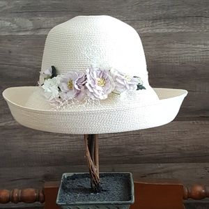 White Floral Hat